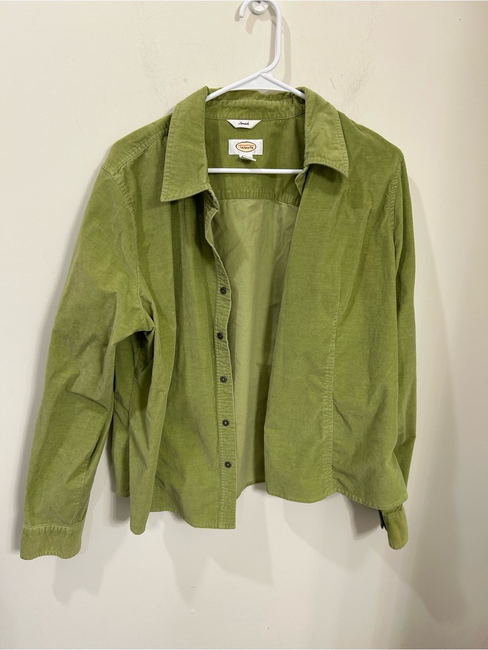 Talbot’s Corduroy Button-Front Shirt Jacket in Olive Green